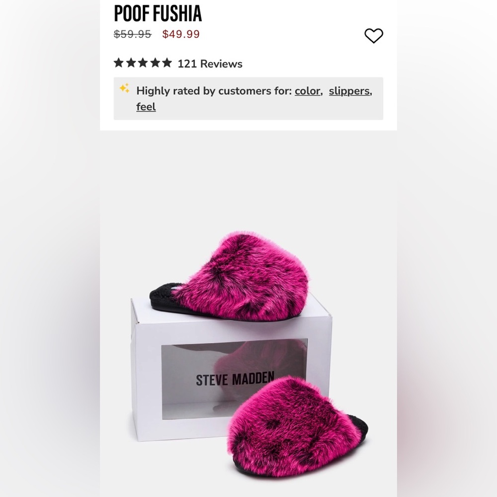 Steve Madden Plush Poof Magenta Slippers - Picture 3 of 4